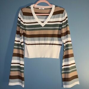 Ardene Multicolor Striped V-Neck Crop Top